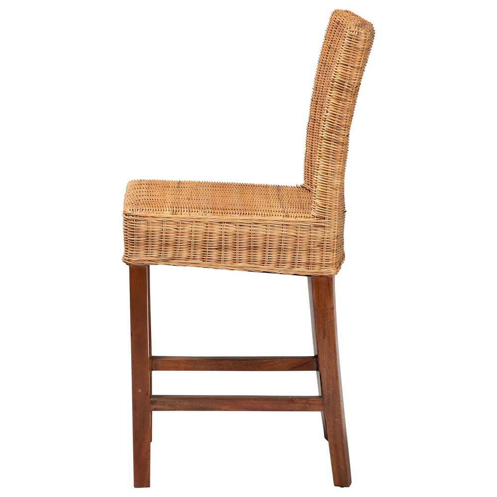 Baxton Studio Racquel Counter Stool in Natural and Walnut Brown, , large