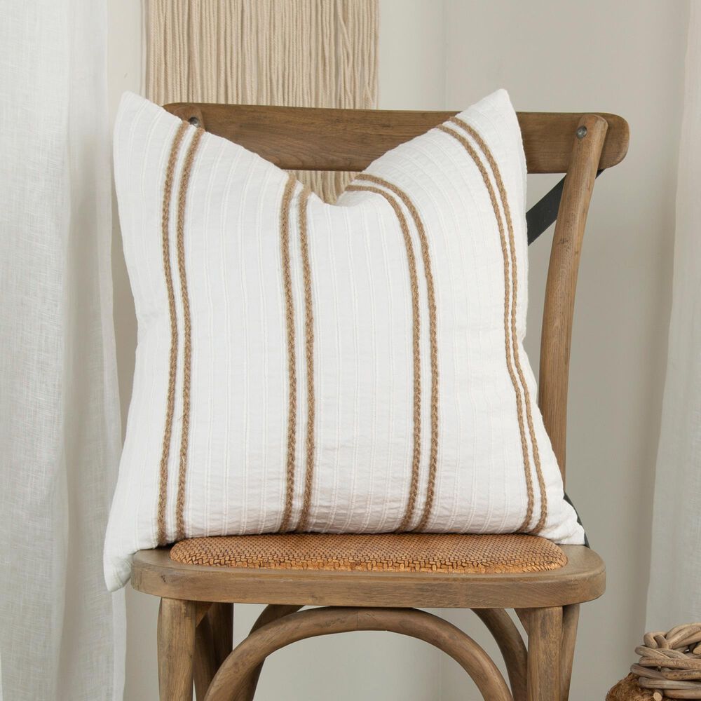 Rizzy Home Donny Osmond 20" Down Filled Pillow in Tan and Cream, , large