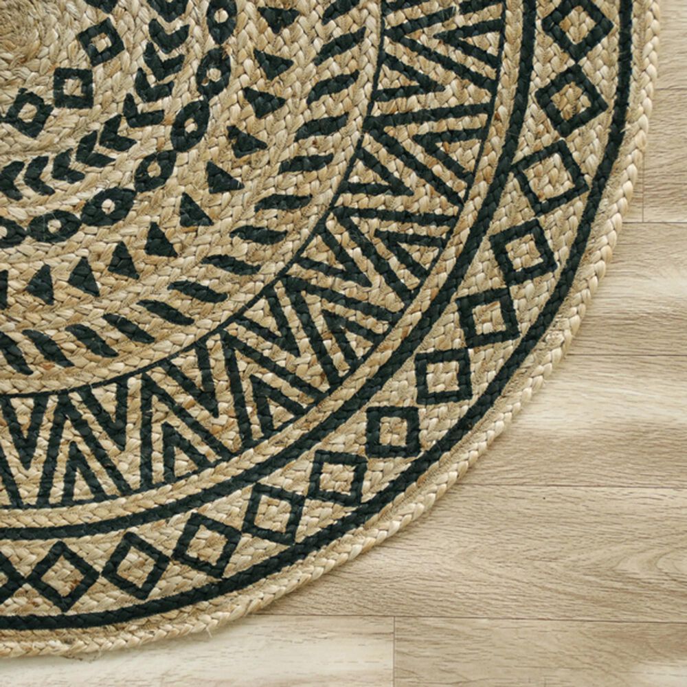 L&amp;R Resources Synergy 4&#39; Round Tan and Black Area Rug, , large
