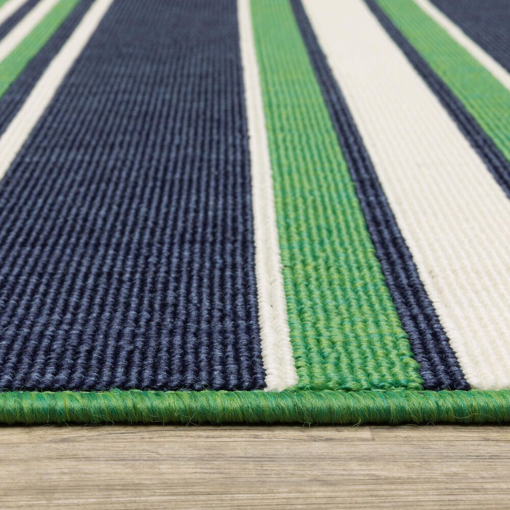 Oriental Weavers Havana Striped Green and Navy 7'10" x 10' Indoor/Outdoor Area Rug, , large
