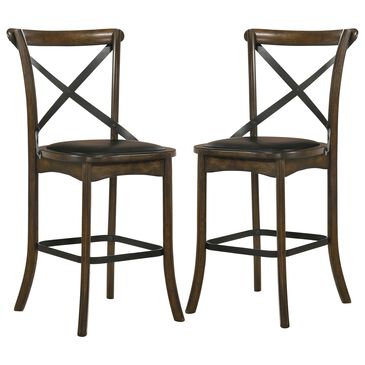Furniture of America Schaefer Counter Chair in Burnished Oak (Set of 2), , large