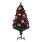 The Gerson Company 4" High Color-Changing Christmas Tree with Red Poinsettia Flowers in Green, , large