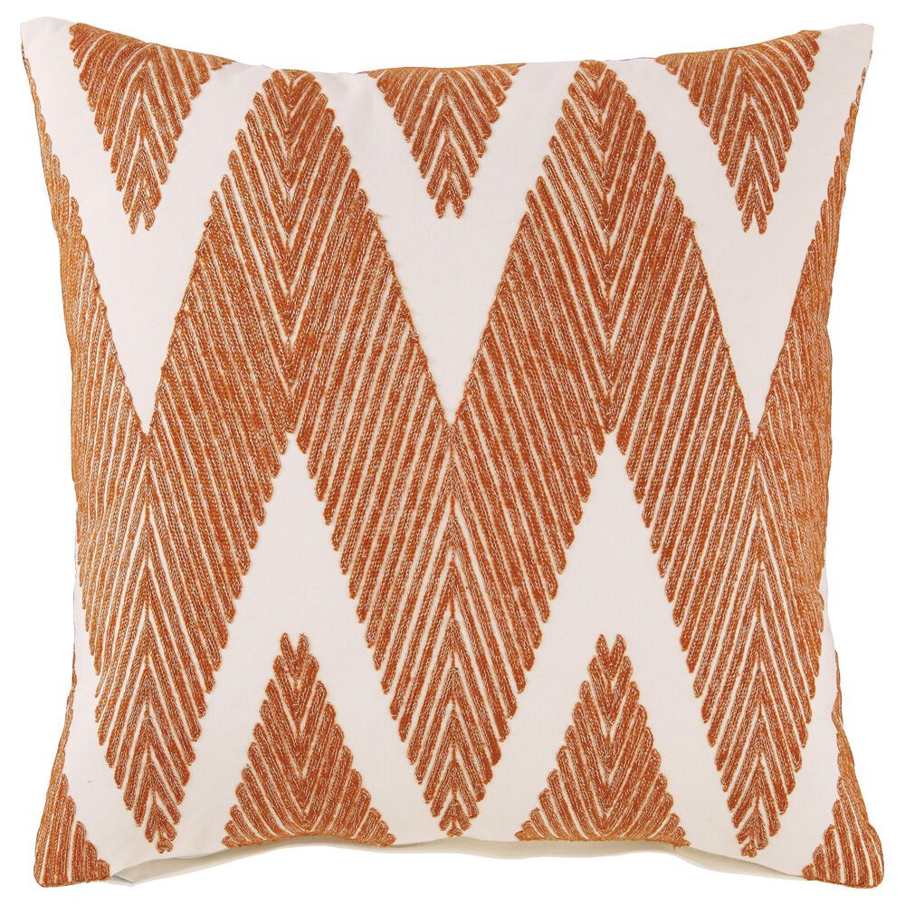 Signature Design by Ashley Carlina 20" x 20" Throw Pillow in Orange and Ivory, , large