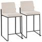 Lumisource Fuji High Back Counter Stool with Beige Fabric Cushion in Black (Set of 2), , large
