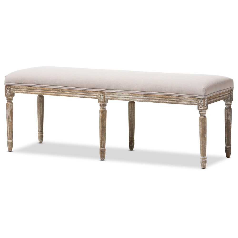 Baxton Studio Clairette Bench in Neutral Beige, , large