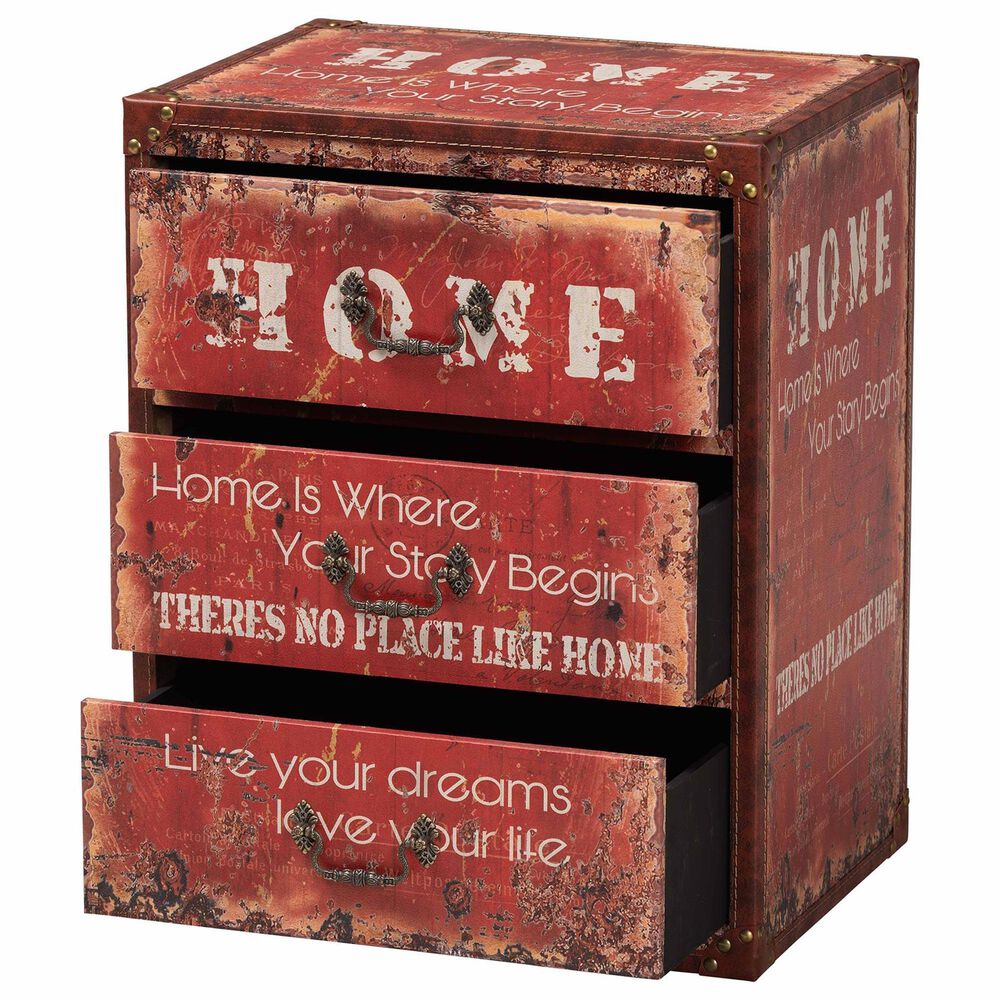 Baxton Studio Lorand 3-Drawer Storage Trunk in Red, , large