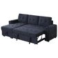 HOMLUX 84"W Reversible Sleeper Sectional Sofa with Storage Chaise, Cup Holders, USB, in Dark Grey, , large