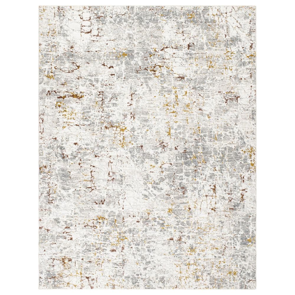 Surya Dresden White, Gray, Medium Gray, Light Slate, Mustard and Rust 5&#39; x 7&#39;5&quot; Area Rug, , large