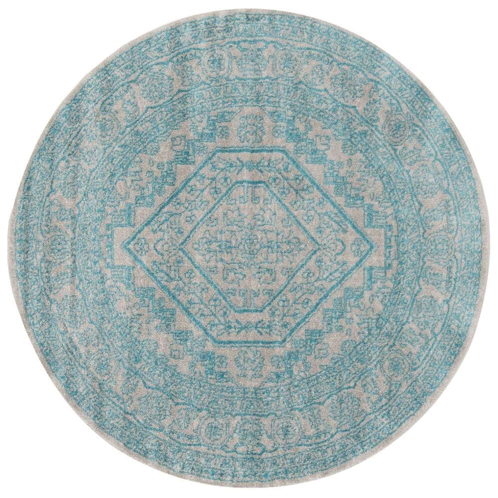 Safavieh Adirondack ADR108L 6&#39; Round Light Grey and Teal Area Rug, , large