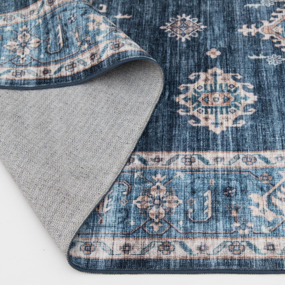 Central Oriental Rugease Raquel Navy and Light Blue 5' x 7' Area Rug, , large