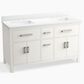 Kohler Kresla 60" Double Bathroom Vanity in White with 3 cm White Quartz Top and Rectangular Sinks, , large