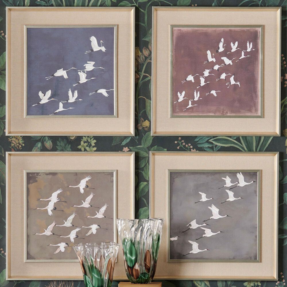 Slatehouse Flocking Feathers 28" x 28" Wall Art in Multicolor (Set of 4), , large
