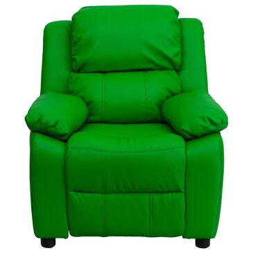 Flash Furniture Charlie Kids Recliner with Storage Arms in Green, , large