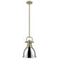 Golden Lighting Duncan 1-Light Small Pendant with Rod and Chrome Shade in Aged Brass, , large