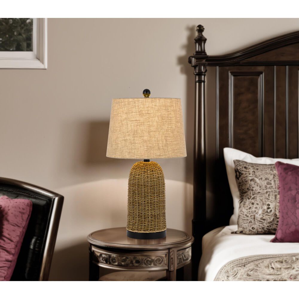 Cal Lighting Indio Wicker Basket Table Lamp in Brown and Black, , large