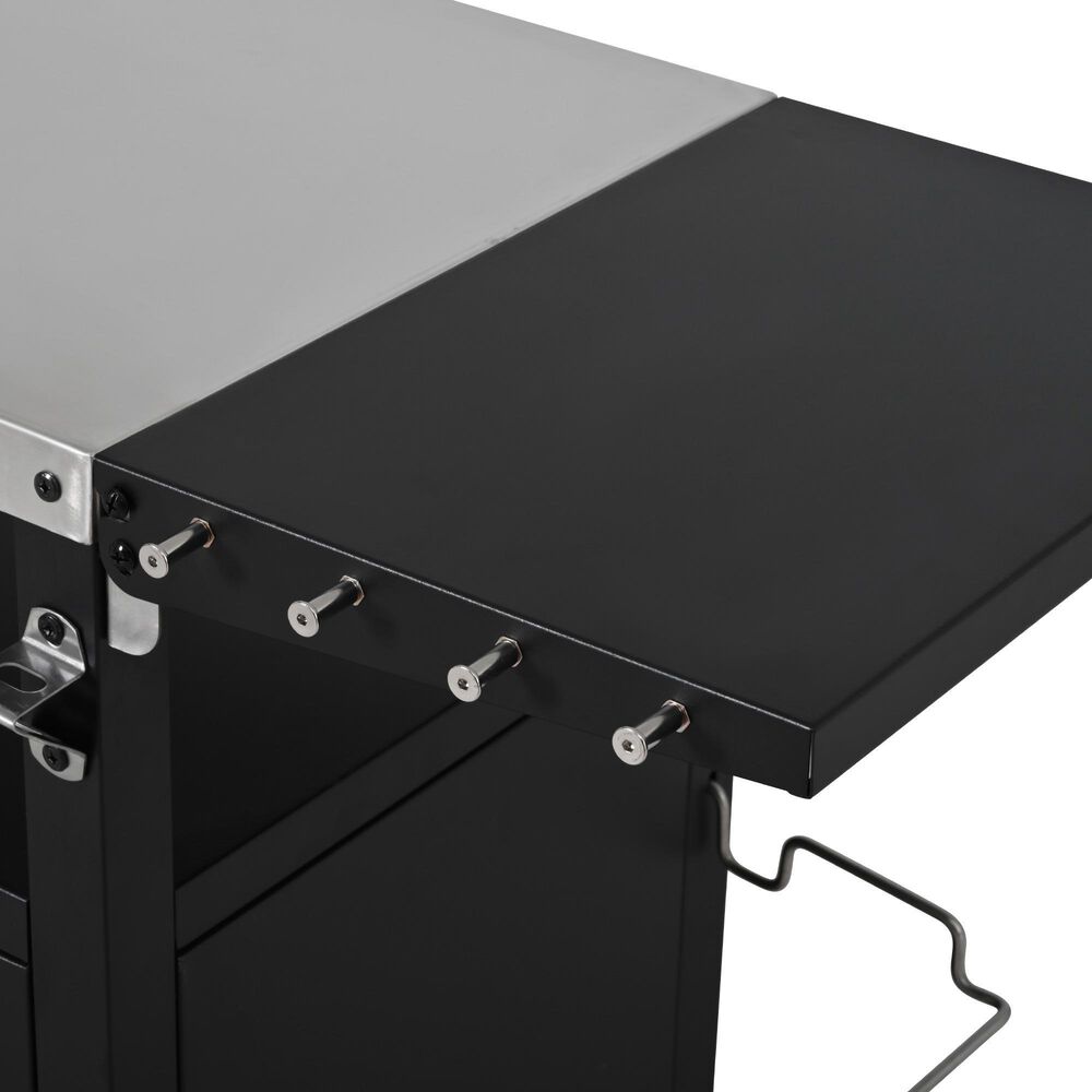 HOMLUX 45" Outdoor Kitchen Island in Black and Stainless Steel, , large