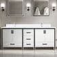 Lexora Home Ziva 80" Double Bathroom Vanity in White with 2 cm White Cultured Marble Top and Rectangular Sinks, , large