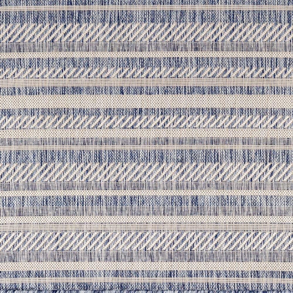 Surya Eagean EAG-2407 Navy, Blue, Pale Blue, Oatmeal, Gray, Off-White and Taupe 5&#39;3&quot; Round Indoor/Outdoor Area Rug, , large