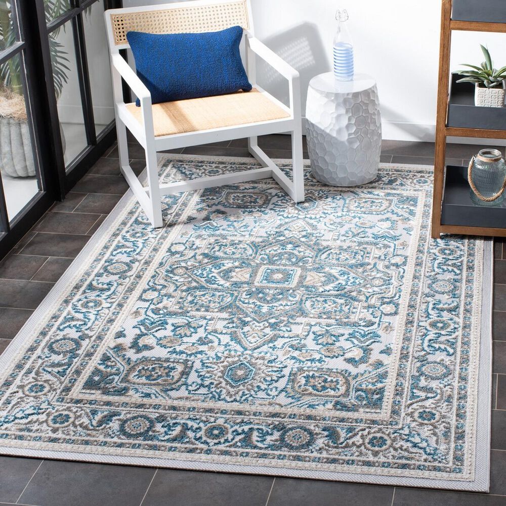 Safavieh Cabana CBN680N 6&#39; x 9&#39; Navy and Grey Indoor/Outdoor Area Performance Rug, , large