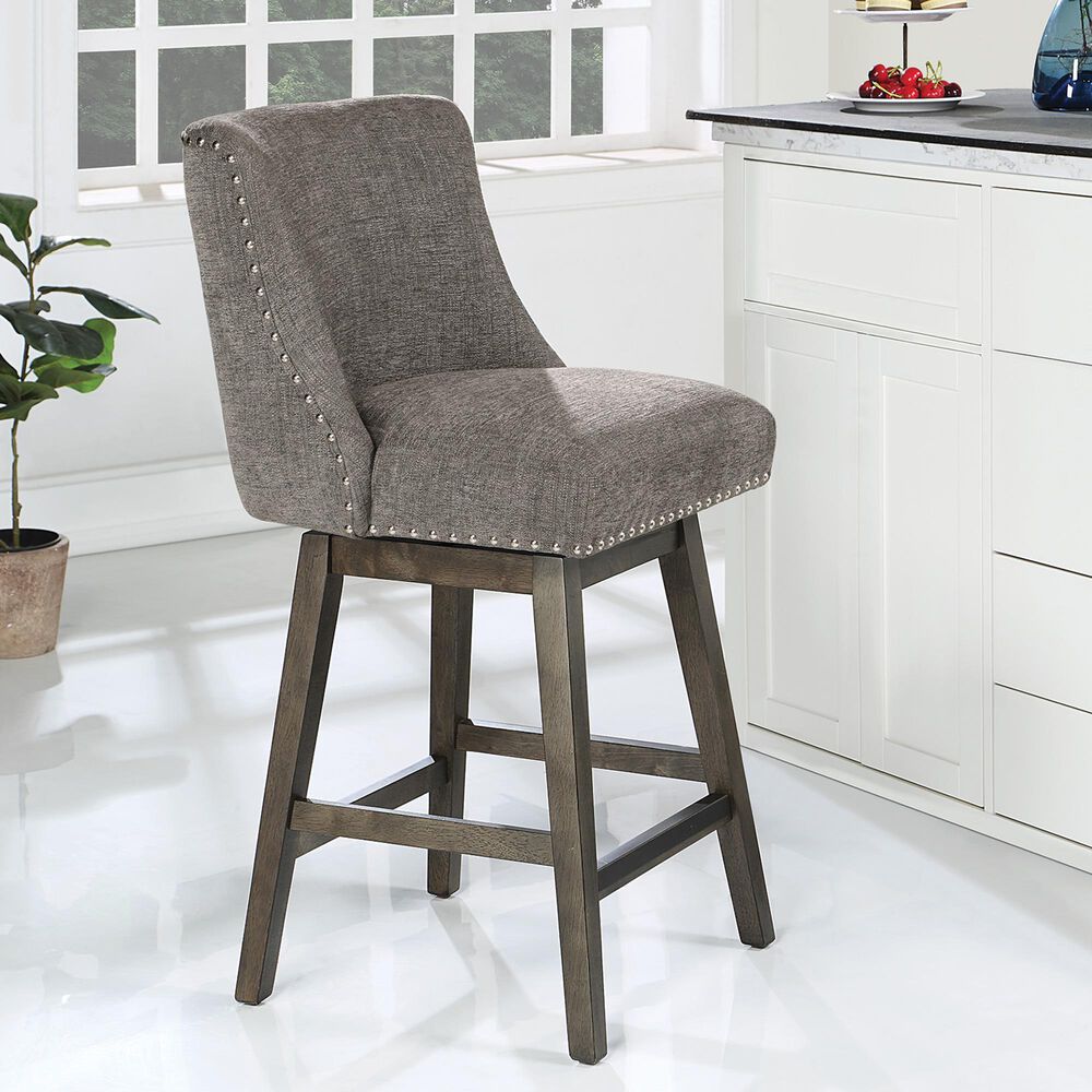 OSP Home Granville Swivel Counter Stool with Charcoal Upholstered in Grey, , large