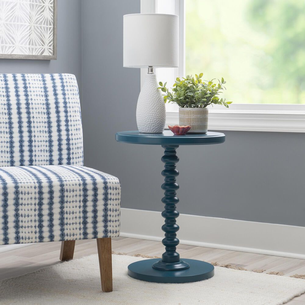 Linon Home Decor Aurora Round Side Table in Teal, , large