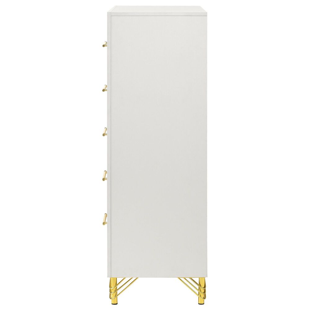 Pacific Landing Lucia 5-Drawer Chest in White and Gold, , large