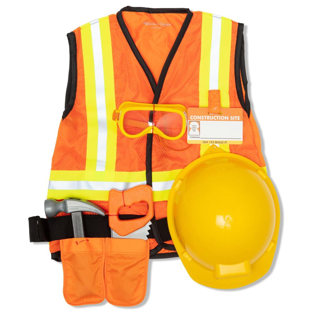Melissa &amp; Doug Construction Worker Costume Role Play Set, , large