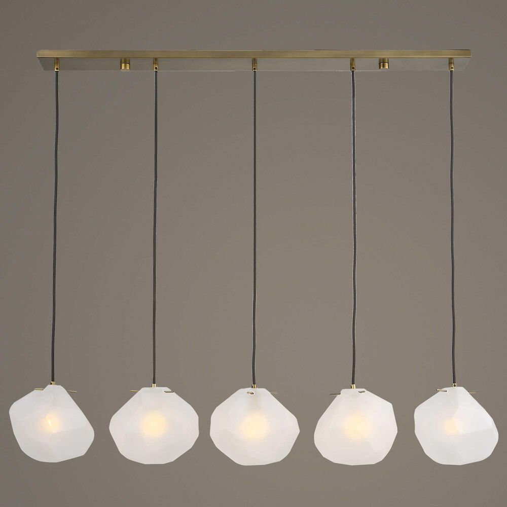 Uttermost Geodesic 5-Light Linear Pendant in Antique Brass and Black, , large