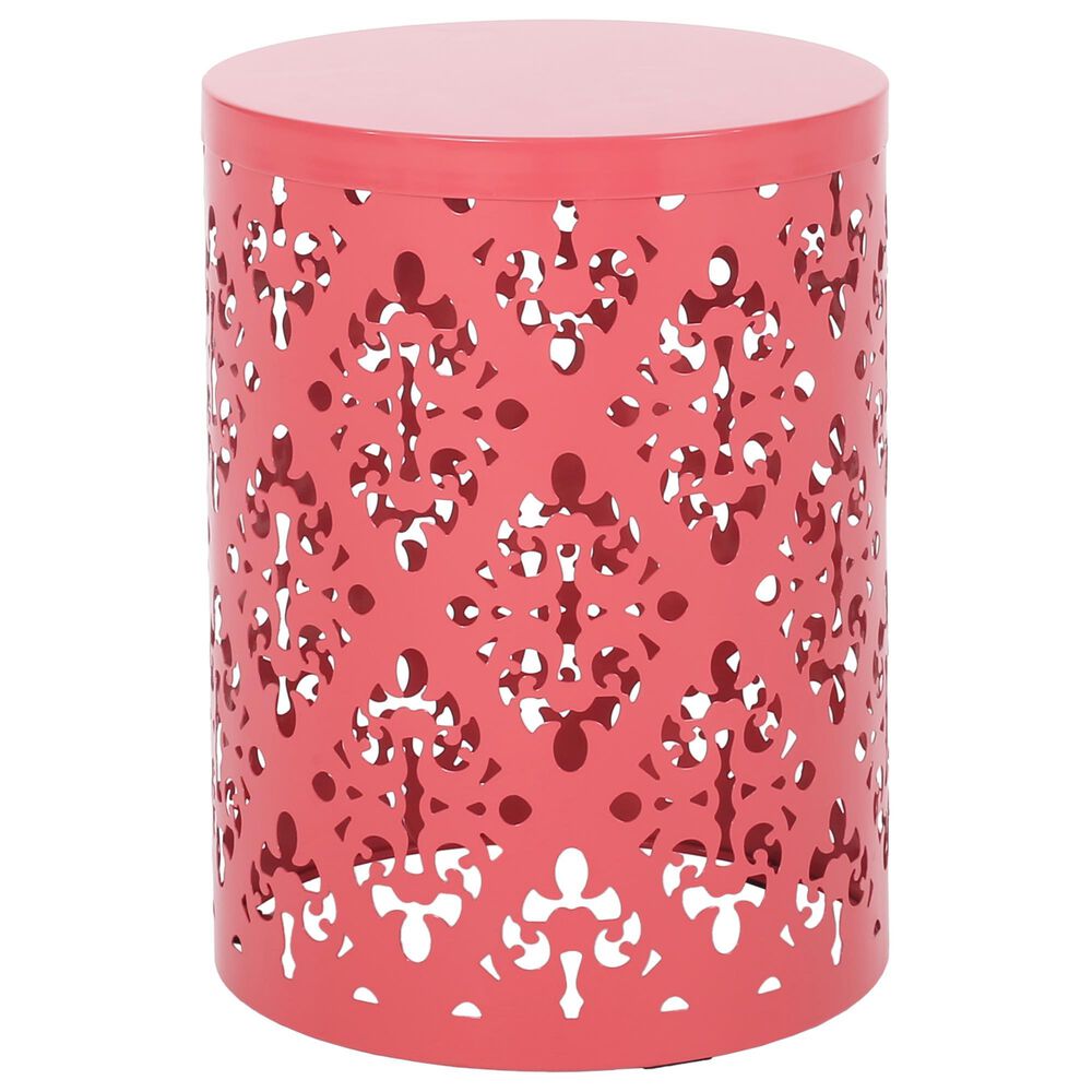 Hearth and Haven Outdoor End Table with Floral Pattern in Coral (Set of 2), , large