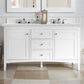 James Martin Vanities Palisades 60" Double Bathroom Vanity in Bright White with 3 cm Eternal Jasmine Pearl Quartz Top and Rectangular Sinks, , large