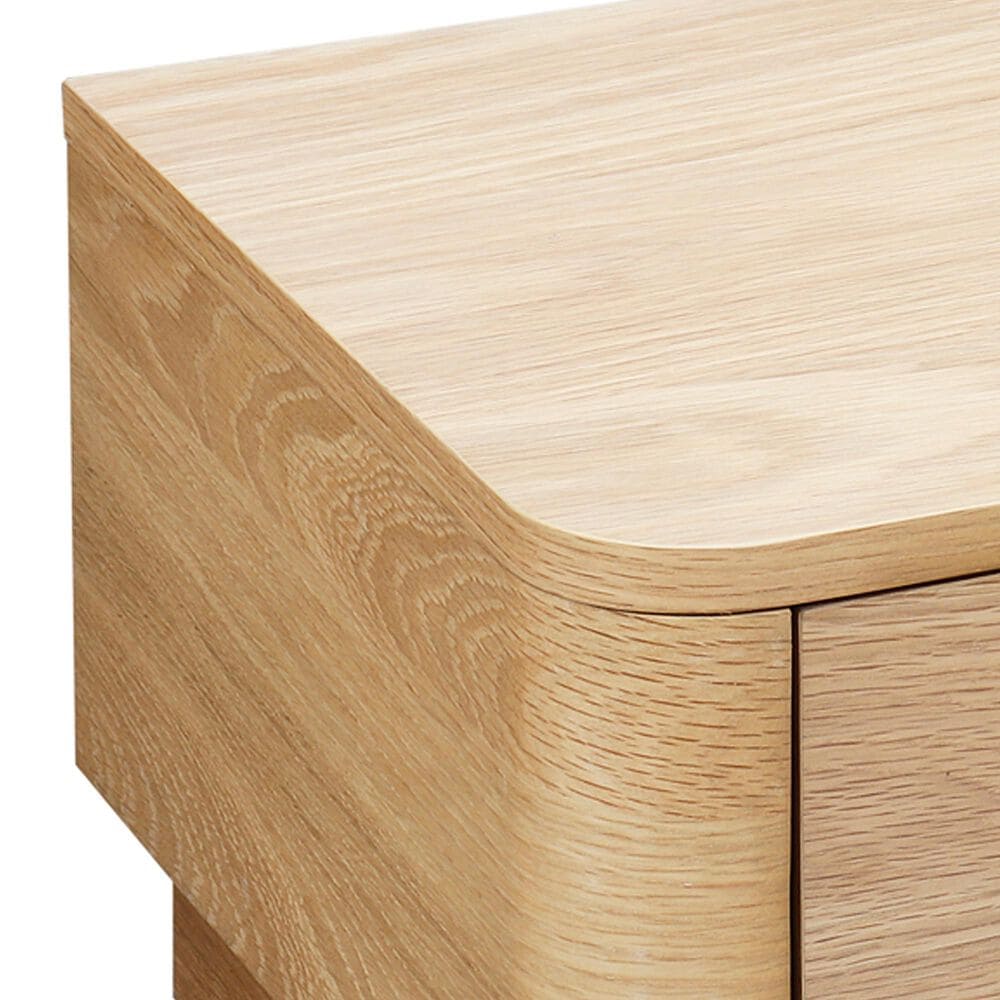 Moe&#39;s Home Collection Round Off 1-Drawer Nightstand in Natural Oak, , large