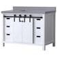 Lexora Home Marsyas 48" Single Bathroom Vanity in White with Grey Quartz Top and Rectangular Sink, , large