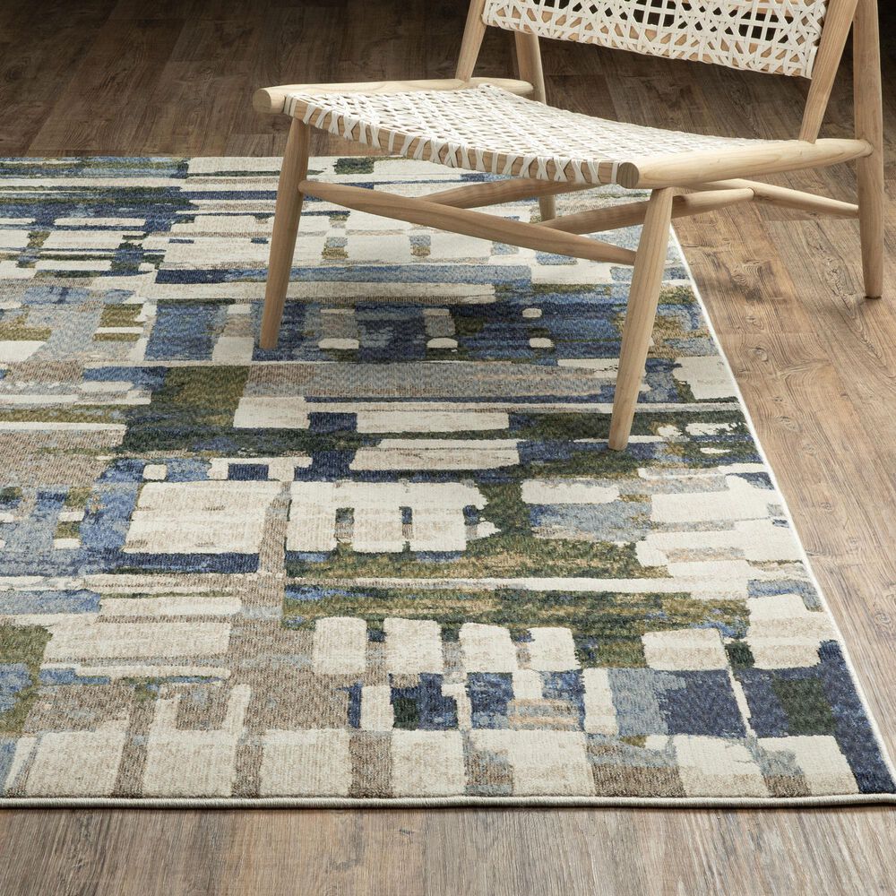 Oriental Weavers Tisdell TIS01 Blue and Green 3&#39;9&quot; x 5&#39;2&quot; Area Rug, , large