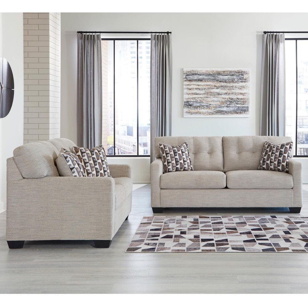 Ashley Mahoney Stationary Sofa and Loveseat Set in Pebble, , large