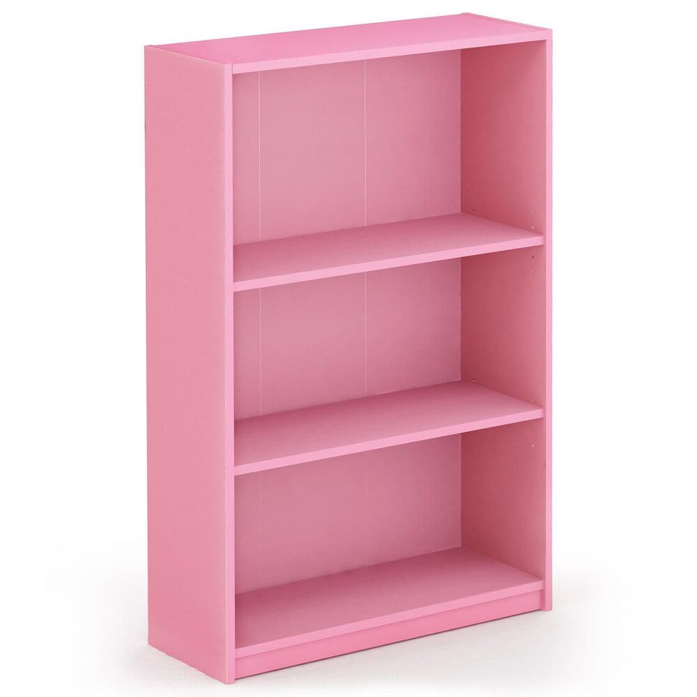 HOMLUX 3-Tier Display Bookshelf with Adjustable Shelves in Pink, , large
