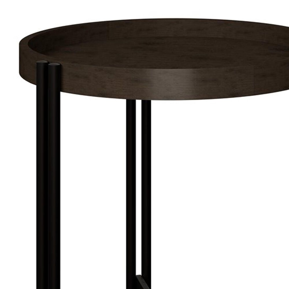 Golden Wave Furniture Huron Round Side Table in Dark Brown and Black, , large