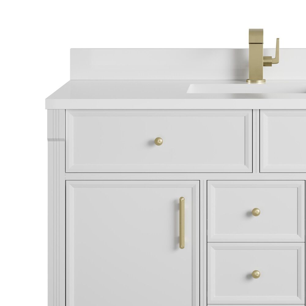 James Martin Bellshire 48" Single Bathroom Vanity in Bright White with Single Hole 3 cm White Zeus Silestone Top and Rectangular Sink, , large
