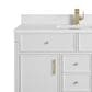 James Martin Bellshire 48" Single Bathroom Vanity in Bright White with Single Hole 3 cm White Zeus Silestone Top and Rectangular Sink, , large