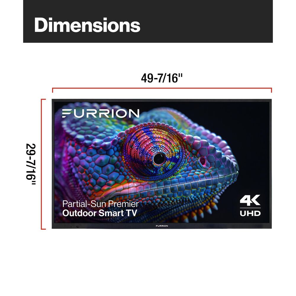 Furrion Aurora 55" Partial-Sun Premier 4K Outdoor Smart TV with 2.1 Outdoor Soundbar &amp; Wireless Subwoofer, , large