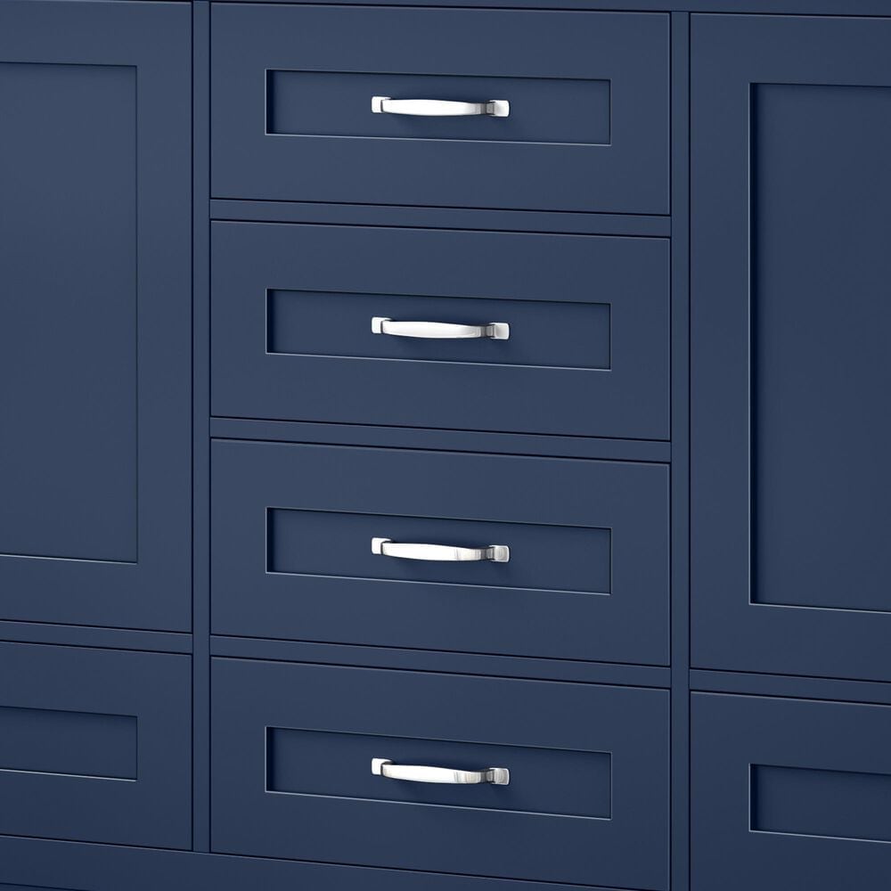 Lexora Home Dukes 72&quot; Double Bathroom Vanity in Navy Blue with 2 cm White Cultured Marble Top and Rectangular Sinks, , large