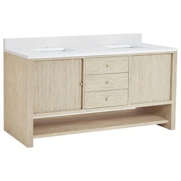 James Martin Vanities Marigot Single 72" Double Vanity in Sun-washed Oak with Single Hole 3 cm White Zeus Quartz Top & Backsplash, , large
