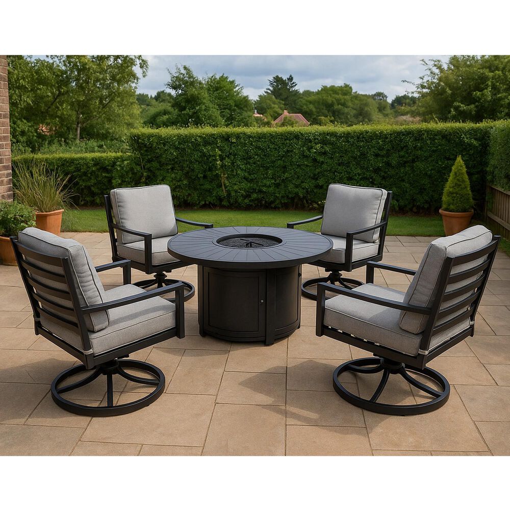GatherCraft Hudson 5-Piece Round Firepit Chat Set in Mystic Sahara, , large