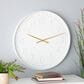 Maple and Jade Round Decorative Wall Clock in Polished White and Gold, , large