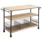 Maple and Jade 3-Drawer Storage Unit with Wire Baskets in Washed Brown and Black, , large