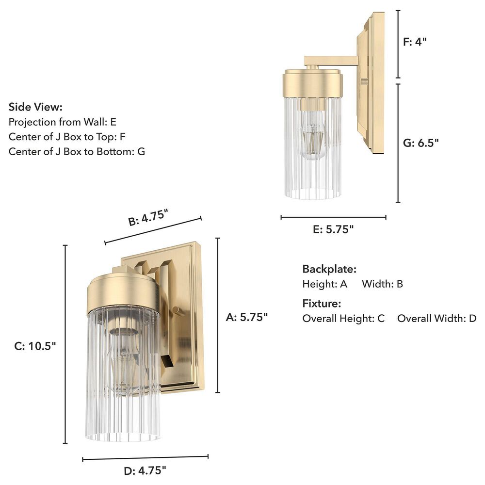Hunter Gatz 1-Light Wall Sconce in Alturas Gold, , large