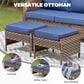 Hearth and Haven Patio Wicker Ottoman with Open Base Design in Blue (Set of 2), , large