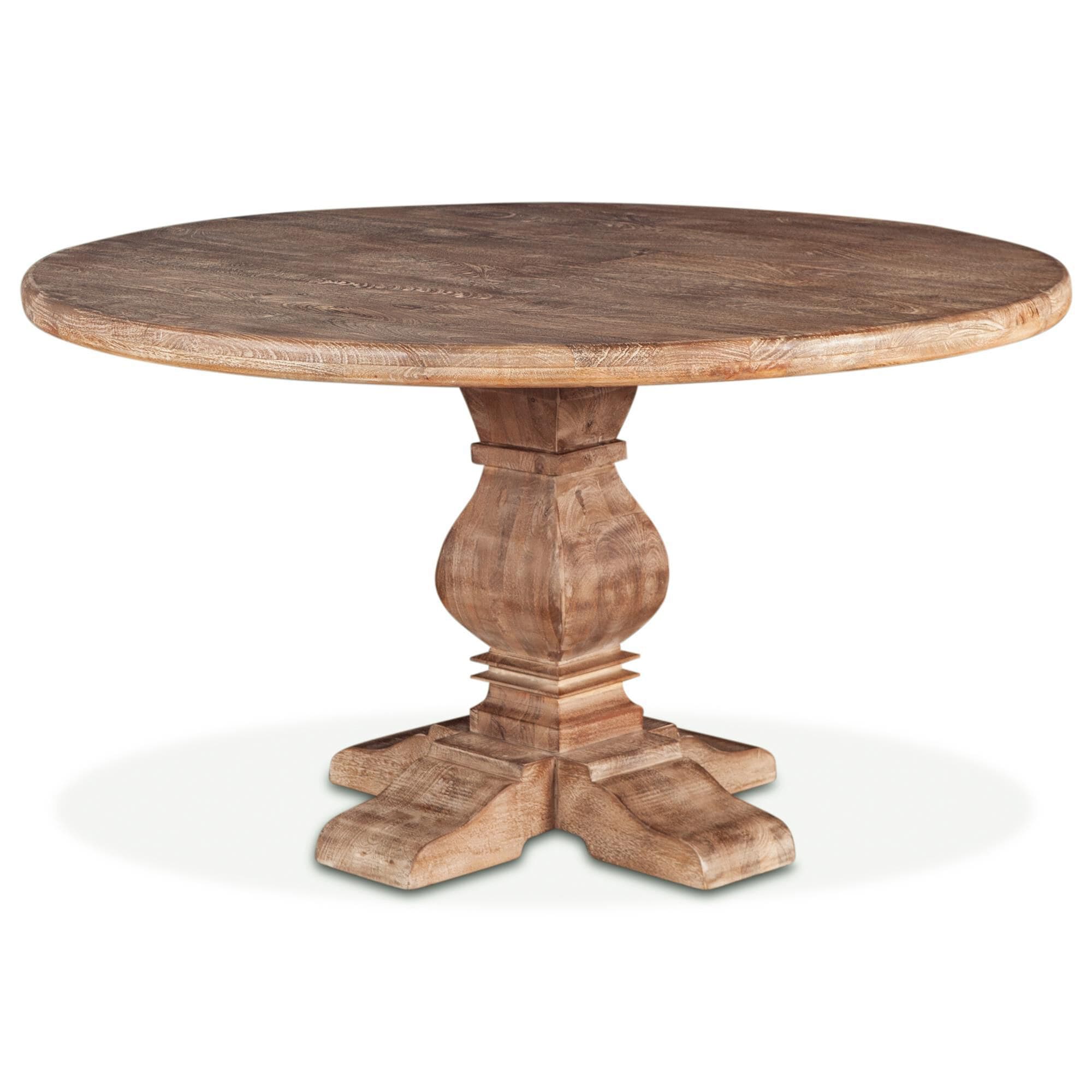 Round wood sale pedestal dining table