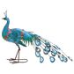 Maple and Jade Peacock Decorative Garden Sculpture with Crystal Accents in Teal, Blue, Pink and Orange, , large