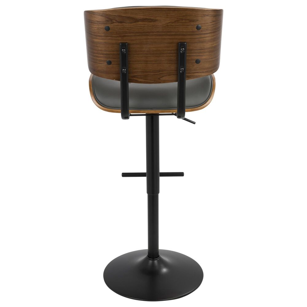 Lumisource Lombardi Swivel Adjustable Barstool with Grey Cushion in Black and Walnut, , large