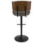 Lumisource Lombardi Swivel Adjustable Barstool with Grey Cushion in Black and Walnut, , large